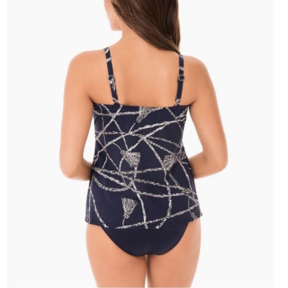 Miraclesuit Thoroughbred Love Knot Tankini Top in Midnight Blue SZ 8 EUC - Picture 2 of 6